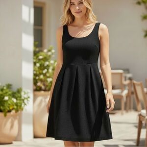 Jones New York Pleated Sleeveless scoop neck milkmaid dress silver sparkles 14